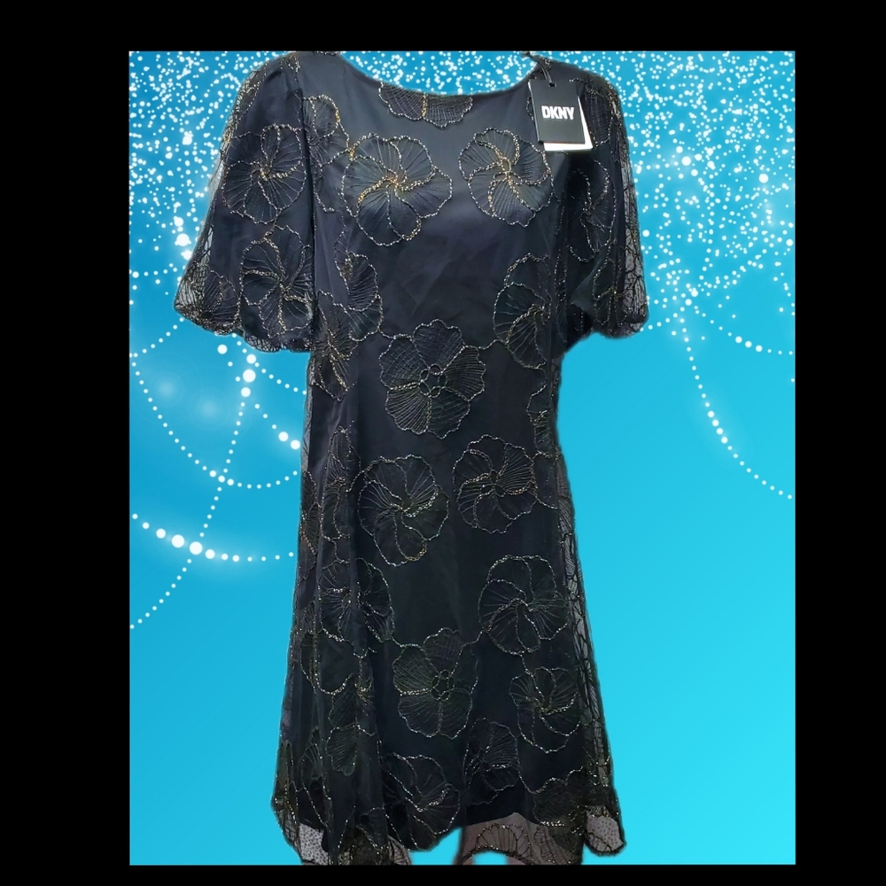 Elegant Black Floral Dress By DNKY